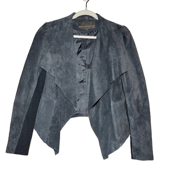Bod & Christensen Womens Gray Leather Waterfall Jacket Size M